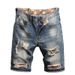 Hole Vintage Men Jeans Shorts Denim Distressed Knee Length Pockets Spliced Cuffs Skinny Washed Punk Style Ripped Mid Waist 2025_mkmklike.com