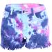 Women's Clothing Tie Dye Tassel Hem Hole Loose Women's Denim Shorts_mkmklike.com