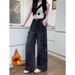 Clair Foreign Trade Cross-Border Fleece-Lined Thickened Multi-Pocket Cargo Jeans For Women, Autumn And Winter High-Waisted_mkmklike.com