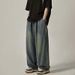 Men's Washed Denim Jeans – Relaxed Straight Fit Wide Leg Pants For Streetwear & Casual Outfits (Model K914)_mkmklike.com
