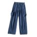 Vintage Washed Cargo Jeans For Men – Oversized Pockets & Relaxed Straight Fit, Streetwear Essential_mkmklike.com