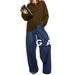 Women's Clothing Minimalist Wide Leg Pants Lightly Deconstructed, Front Split, Elegant Loose Jeans, High Waist, Casual Long Pants_mkmklike.com