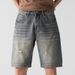 Men's Clothing Fashion Brand Ripped Denim Shorts Men's Cool Mid Length Pants 2023 New Casual Men's Pants Trendy Loose Shorts_mkmklike.com