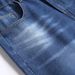 Men's Straight Leg Distressed Denim Jeans – Classic Blue Non-Stretch Cotton Pants (28-40, Mid-Rise Washed For Urban Street Style)_mkmklike.com