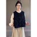 Chicco Autumn Winter Korean Style Simple Outfit Set Denim Cardigan Vest + White Long Sleeve Hollow Shirt Skirt_mkmklike.com