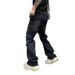 Men's Retro Flared Jeans High Waist Straight Leg Loose Fitting Cool Stylish Trendy Zipper Slit Trousers High Street Vibe_mkmklike.com
