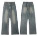 Men's Flared Vintage Jeans – 70s-Inspired High-Waisted Bell Bottoms With Distressed Wash (S-3XL)_mkmklike.com