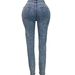 Women's Clothing Slim Fit Rhinestone Studded Pocket Ripped Frayed Hem Jeans_mkmklike.com