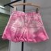 Pleated Skirt For Women Summer New Style Gradient Pink High Waist Slim A Line Anti Exposure Denim Bud Short Skirt_mkmklike.com