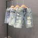 Japanese Streetwear Distressed Denim Shorts – Vintage Washed & Oversized Fit (Light Blue, Sizes 28-36)_mkmklike.com