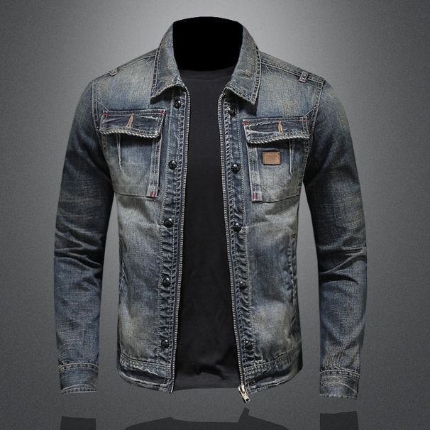 Northfold 2025 Autumn Motorcycle Fashion Trendy Korean Style Men's Slim Fit Coat Retro Casual Stylish Denim Jacket_mkmklike.com