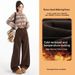 Thick Velvet Maillard Brown Wide-leg Jeans Women, 2025 Autumn And Winter New Style, High Street, Long-length Pants For_mkmklike.com