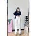 Spring And Autumn Fleece-Lined White High-Waisted Slimming Stretchy Straight-Leg Pants Trendy Slightly Flared Jeans For_mkmklike.com