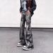 2026 High Street American Tie-dye Graffiti Design Sense Jeans Men's Loose Micro-horn Vibe Niche Pants_mkmklike.com