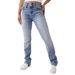 Women's Clothing Women's Mid-Rise Straight Leg Jeans - Double Button Classic Denim Pants_mkmklike.com