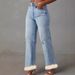"Vintage Washed Lambswool-Blend Jeans - Light Blue Distressed Denim (S-5XL)"_mkmklike.com
