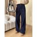 Women's Clothing Retro Style Bright Line Double Pocket Design Stitching Straight Wide Leg Jeans_mkmklike.com