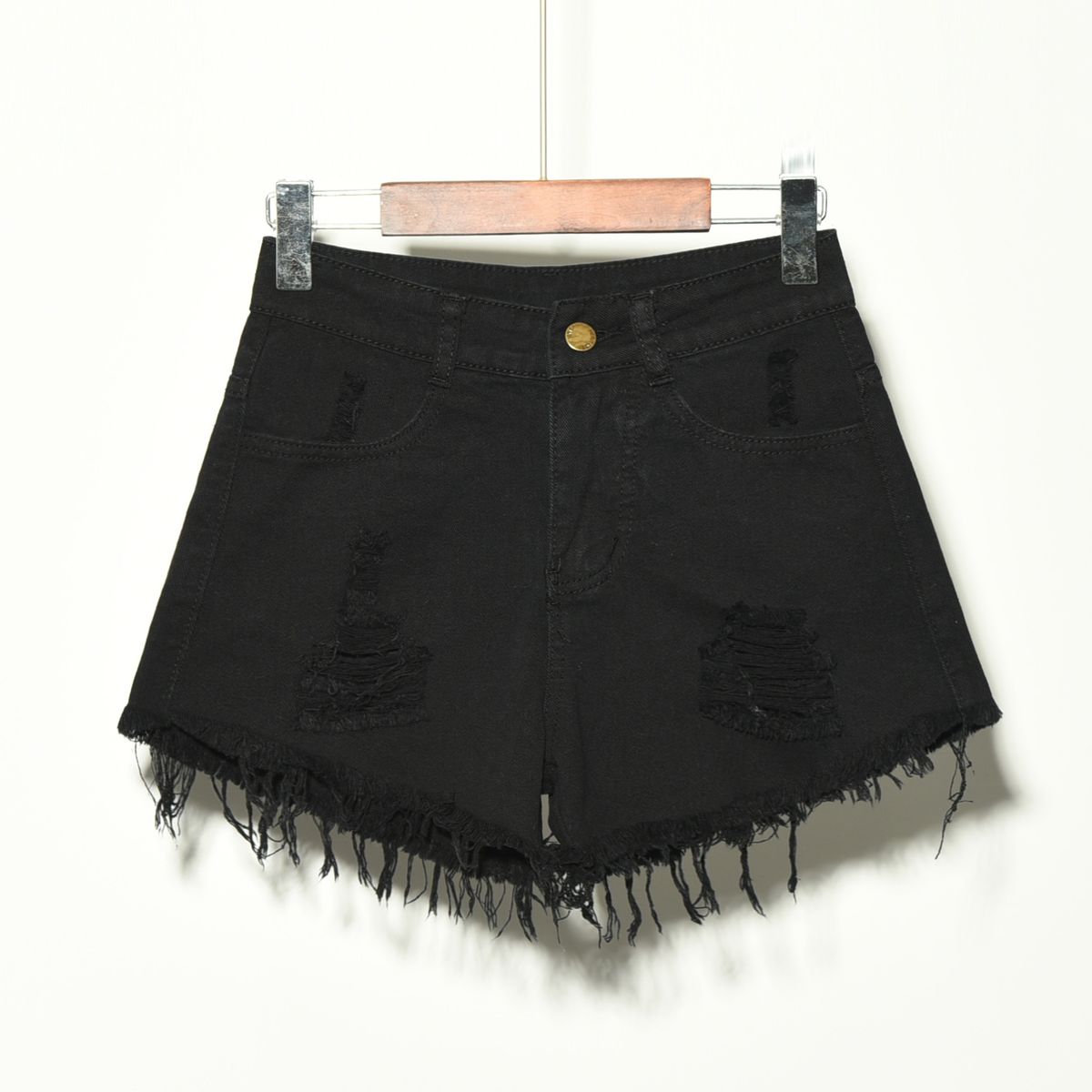 Women's Retro Heavy Duty Washed Distressed Denim Shorts Frayed Edges Sexy Hot Style Hot Pants Summer Casual Clothing_mkmklike.com