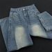 Men's Distressed Lightning Bolt Jeans – Deconstructed Blade-Cut Relaxed Fit Denim Pants With 3D Tailoring (M-3XL, Washed Blue)_mkmklike.com