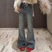 Plus Size Vintage Flare Jeans For Women – Stretchy High-Waisted Rhinestone Embellished Bootcut Denim Pants (Blue, S-3XL)_mkmklike.com