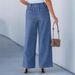 K New Straight Leg Jeans For Women, Loose And Comfortable Lace Up, Casual And Elastic High Waisted Pants_mkmklike.com