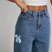 Women's Clothing Straight Leg Jeans High Waist Straight Leg Butterfly Jeans - Classic Denim Pants With Bow Detail In Dark Blue & Light Blue_mkmklike.com
