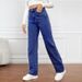 High Waisted plus Size Women's Jeans Light Wash Loose Wide Leg Straight Leg Pants_mkmklike.com