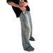 Men's Trendy Spring Straight Leg Jeans American Retro Washed Distressed Paint Splatter Loose Fit Versatile Wide Leg Pants for Youth_mkmklike.com