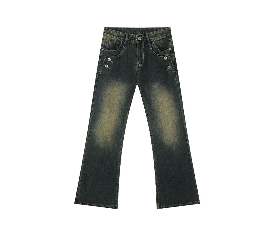 EF JEANS | Spring 2025 New American Retro Cleanfit Button Design Washed Jeans_mkmklike.com