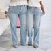 Light Blue High-Waisted Flared Jeans For Women - Stretch Polyester Comfort Fit (Long/Short/Regular Length, Plus Size Friendly)_mkmklike.com