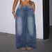 Women's Raw Edge Design Loose Wide Leg Jeans Denim Pants Casual Trousers_mkmklike.com
