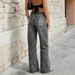 Vintage Washed Straight Leg Jeans For Women – 90s Retro High Waist Denim Pants (S-Xl, Relaxed Fit, Light Grey)_mkmklike.com