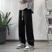 Light-colored Straight-leg Jeans For Petite Women, Spring And Autumn Thin Style, Elastic Waist, Wide-leg, Lace-up, Loose_mkmklike.com