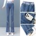 High-waisted Denim Micro-pull Pants Women's Spring 2025 New Fashion Fringed Polished Pants, Thin And High Flared Pants_mkmklike.com