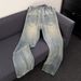 Vintage Washed Blue Wide-Leg Jeans – Unisex High Waist Straight Fit (S-3XL, Light Blue)_mkmklike.com
