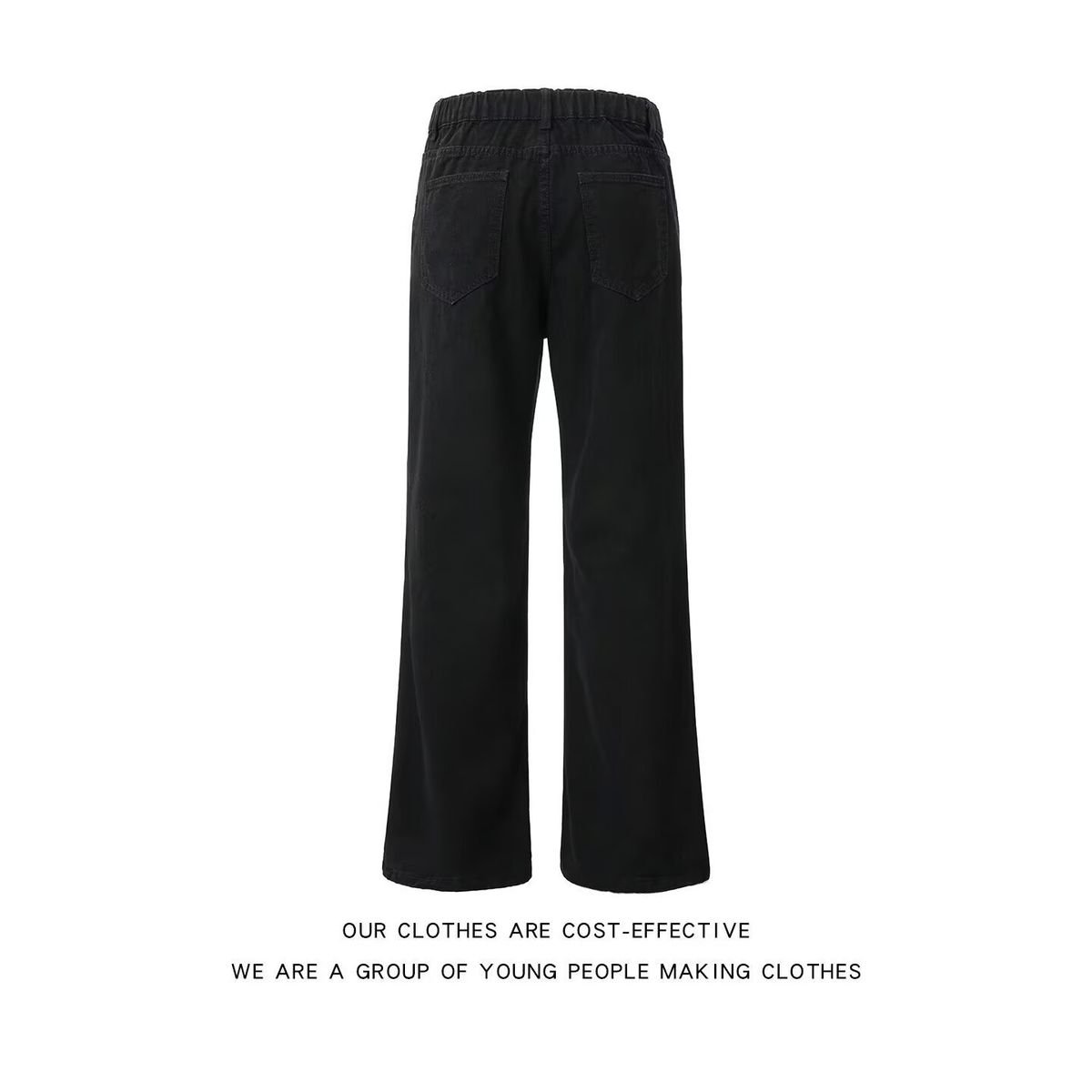 Men's & Women's Streetwear Cargo Jeans – Oversized Straight-Leg, Distressed Embroidery & Utility Pockets (S-XXXL, Black)_mkmklike.com