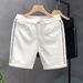Men's Summer Casual Denim Shorts Straight Leg Breathable Printed for Streetwear College Style_mkmklike.com