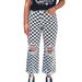 2026 Spring New Slim-Fit Women's Jeans, European And American Style, Unique Design, Plaid Print, Ripped Straight-Leg_mkmklike.com