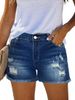 Women's High Waisted Denim Shorts Distressed Slimming Versatile Frayed Hem Trendy European American Style 2025 New_mkmklike.com