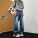 Men's Distressed Denim Jeans – Vintage Washed Wide-Leg Pants With Raw Hem (7 Sizes, Classic Blue)_mkmklike.com