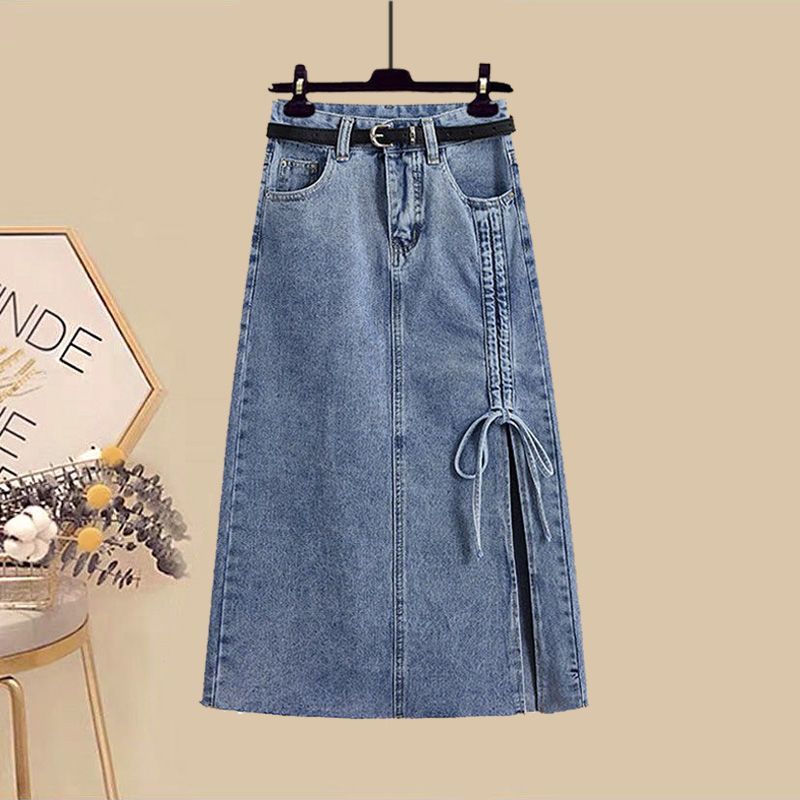 A Complete Set New Fashion Two Piece Shirt High Waist Denim Skirt Two Piece_mkmklike.com
