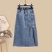 A Complete Set New Fashion Two Piece Shirt High Waist Denim Skirt Two Piece_mkmklike.com