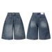 Men's Punk Distressed Denim Shorts – Oversized Washed Cotton Cut-Out Patchwork Cargo Shorts (XS-XL, Vintage Blue)_mkmklike.com