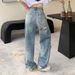Punk Street Beggar Ripped Jeans Unisex Washed Faded Vintage Casual Straight Pants Trendy_mkmklike.com