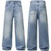 Men's Clothing High Street Washed Old Fashion Jeans Mopping Style Cleanfit Loose Straight Pants_mkmklike.com