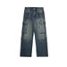 Men's Heavyweight Straight Leg Cargo Jeans Loose Fit Wide Leg Casual Trousers American High Street Style Trendy Cool_mkmklike.com