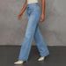 Women's Wide Leg Slim Straight Jeans – High Waist Comfort Stretch Denim Pants For Casual & Office Wear_mkmklike.com