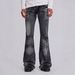 Retro Y2K Flared Jeans Men's Clothing Gothic High Street Washed Distressed Midweight Wide Leg Trousers Black Blue Cotton Trendy_mkmklike.com
