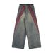 Three Stripes Loose Wide-Leg Jeans Unisex Trendy Punk Vintage Washed Ribbon Patchwork Striped Straight Long Pants_mkmklike.com