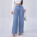Women's High-Waisted Casual Wide Leg Jeans Blue Wide Leg Pants Cross Border E-Commerce Bestseller_mkmklike.com
